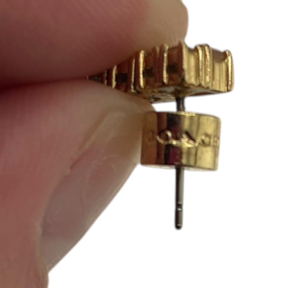 Coach Pavé Tea Rose Heart Linear Earrings Gold Crystal Drop Charms - Picture 3 of 3